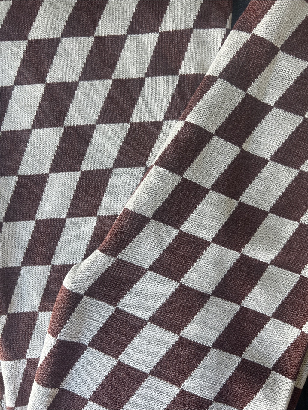 Shop Stevie Brown And Cream Checkerboard Knit Pants — image 3 of 3